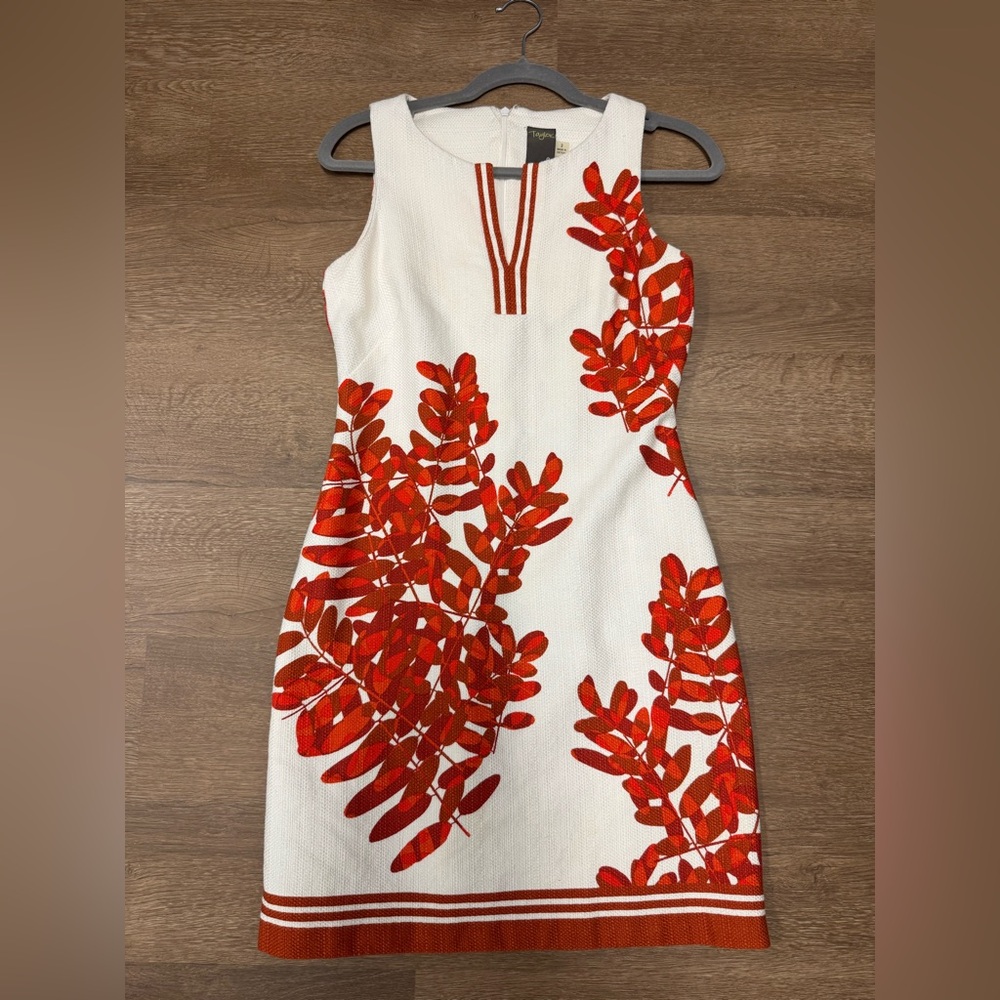 Taylor Elegant Red and White Sleeveless Dress
